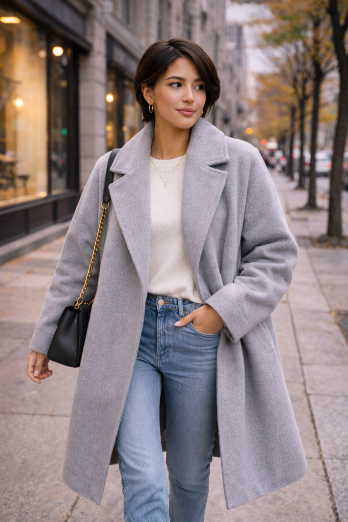 Oversized coat for women styled in a modern street fashion look
